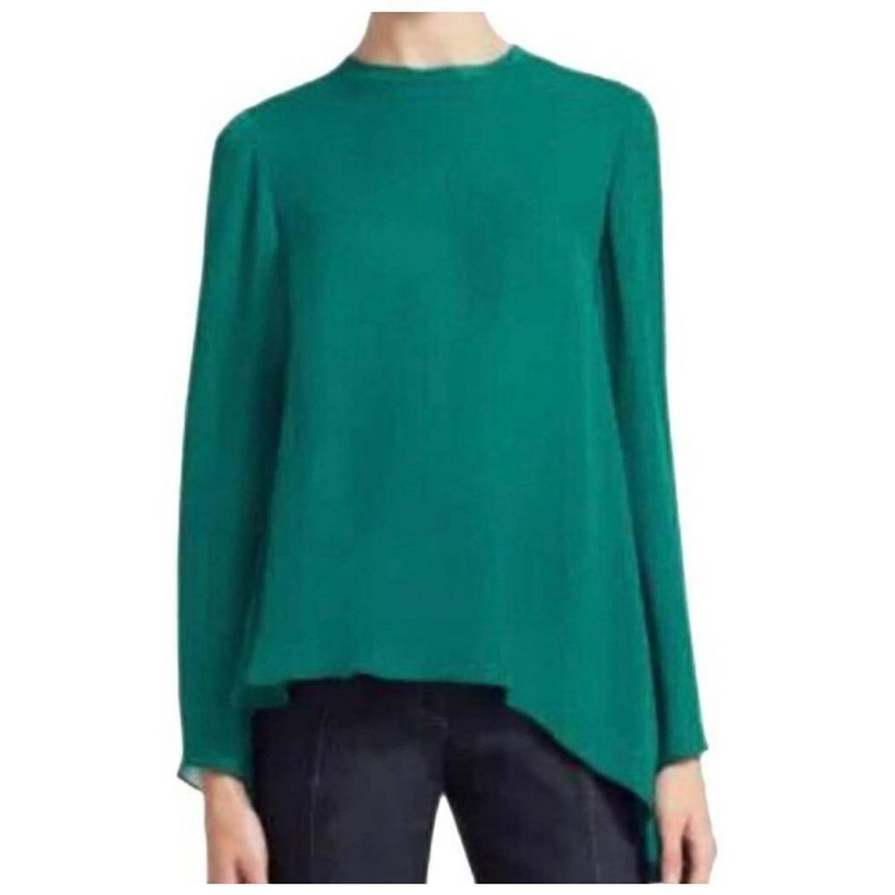 Cinq A Sept Henri Asymmetric Hem Fray Neck Blouse Size XS